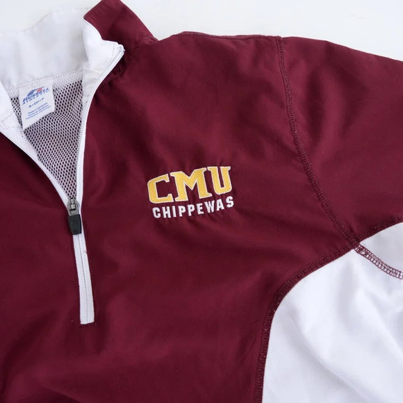 Russell Athletic Maroon Quarter Zip CMU Chippewas Windbreaker Pullover Jacket S - Picture 10 of 12